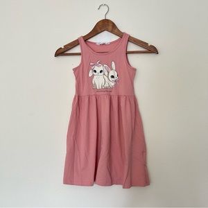 H&M Bunny Print Dusty Rose Sun Dress